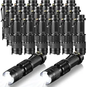 20-Piece LED Flashlight Set, 3 Modes, Water Resistant, Adjustable Focus for Indoor Outdoor Hiking (Black)