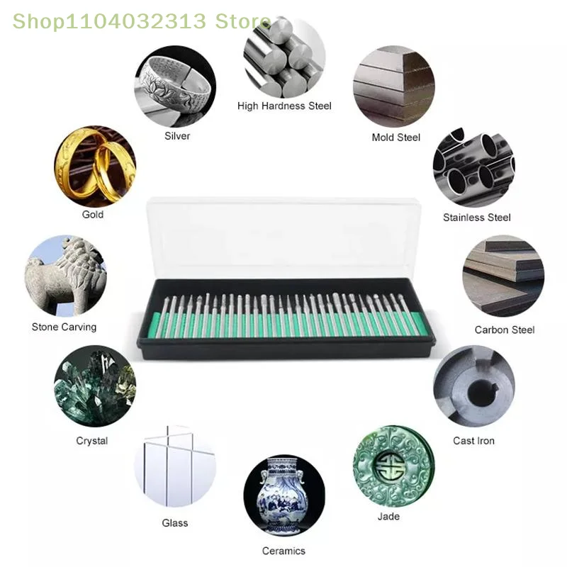 

30 шт./компл. шлифовальные вращающиеся насадки с алмазными борами для электрического инструмента, абразивные аксессуары для резьбы и резки