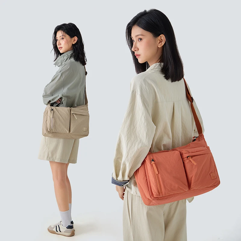 Fouvor Women's Shoulder Bag Black Large Nylon Casual Fashion Crossbody Bag Teenage Youth Sports Messenger Bag 2025 Trend 3071-01