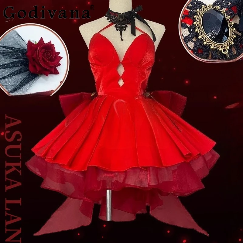 

Women Game Cosplay Dress Suit Big Bow Design Festival Role Play Dress Summer Halloween Party Outfits for Female Girls