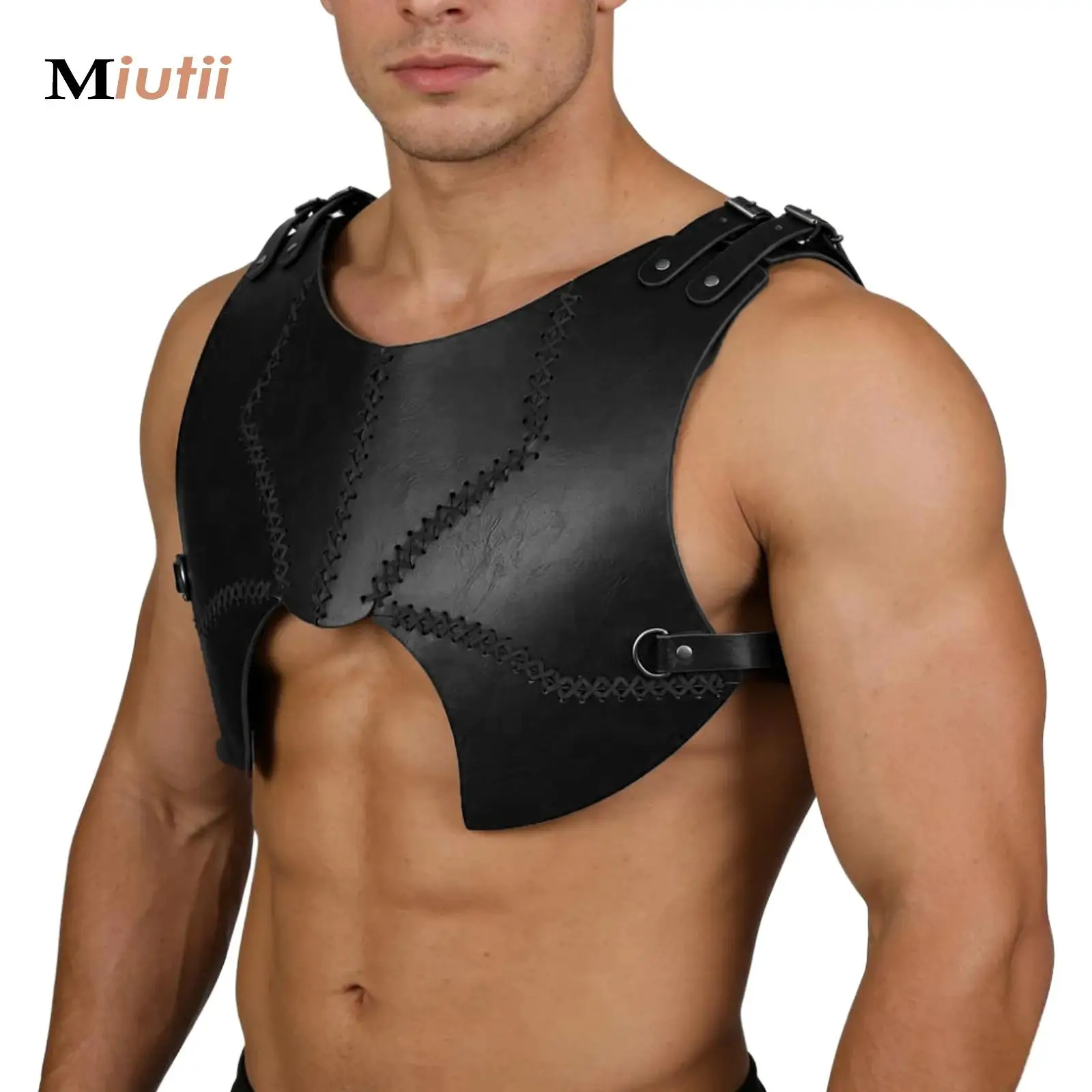 

Medieval Steampunk Viking Knight Faux Leather PU Vest Armor Roman Warrior Cosplay Costume Renaissance Tabard Coat LARP Outfit