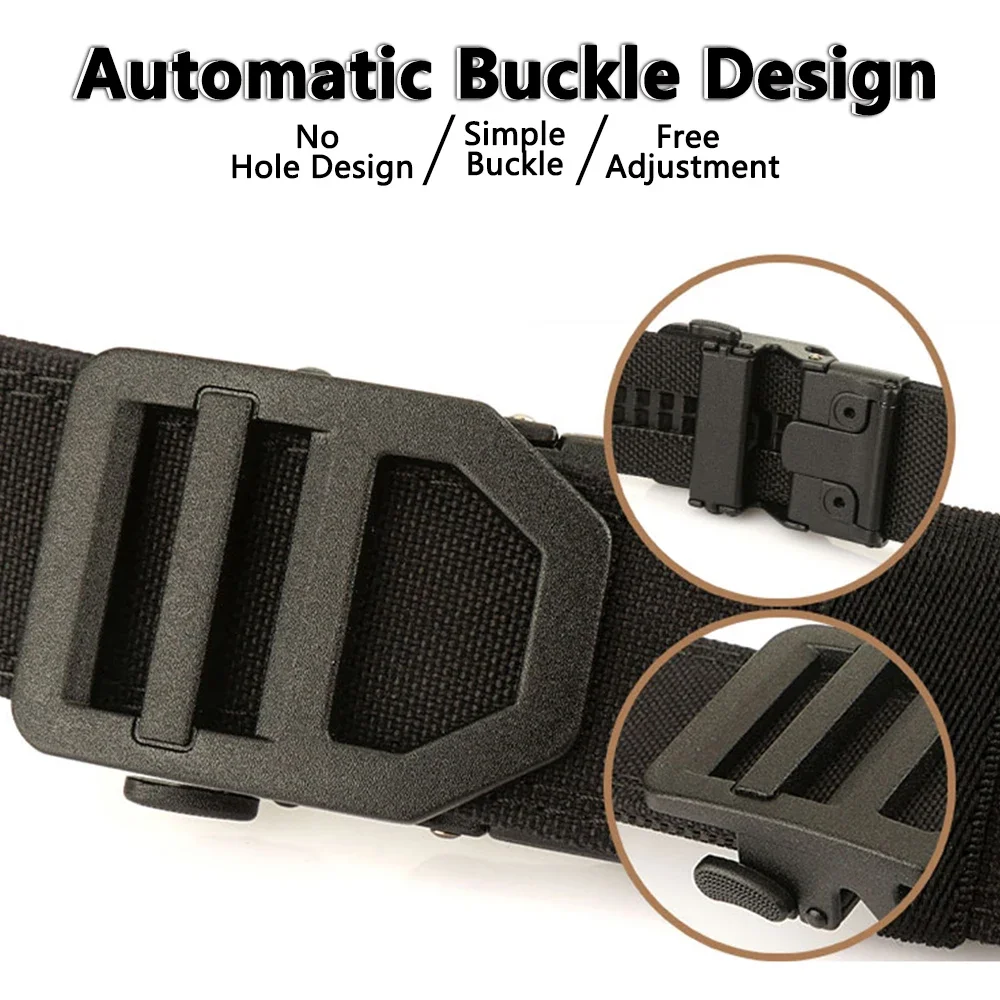 Cinturón táctico hombre con hebilla automática de metal y nailon IPSC - imagen 3
