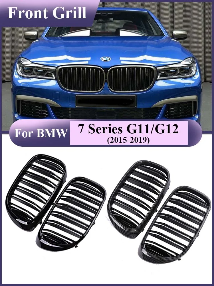 

Grill for BMW 7 Series G11 G12 2015-2019 Car Styling Front Bumper Carbon Fiber Kidney Black Gloss Refting Racing Grills Cover