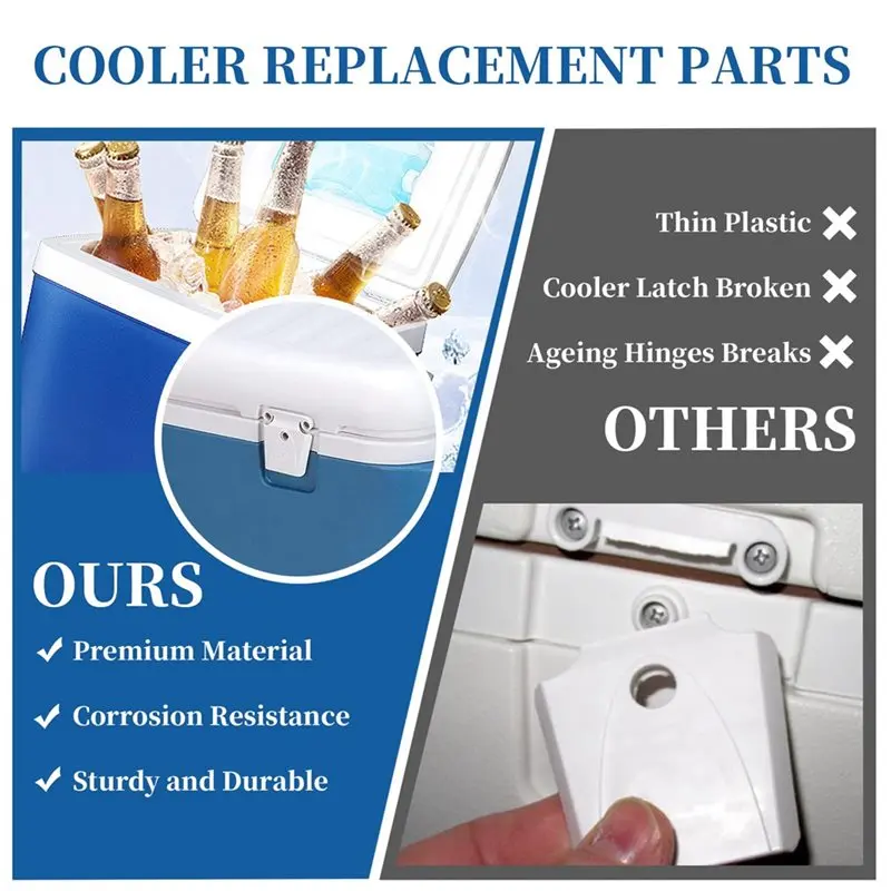 ABJT-Repair And Replace Cooler Parts Kit- 4 Hinge, 2 Latch& 22 Screws For Igloo Coolers