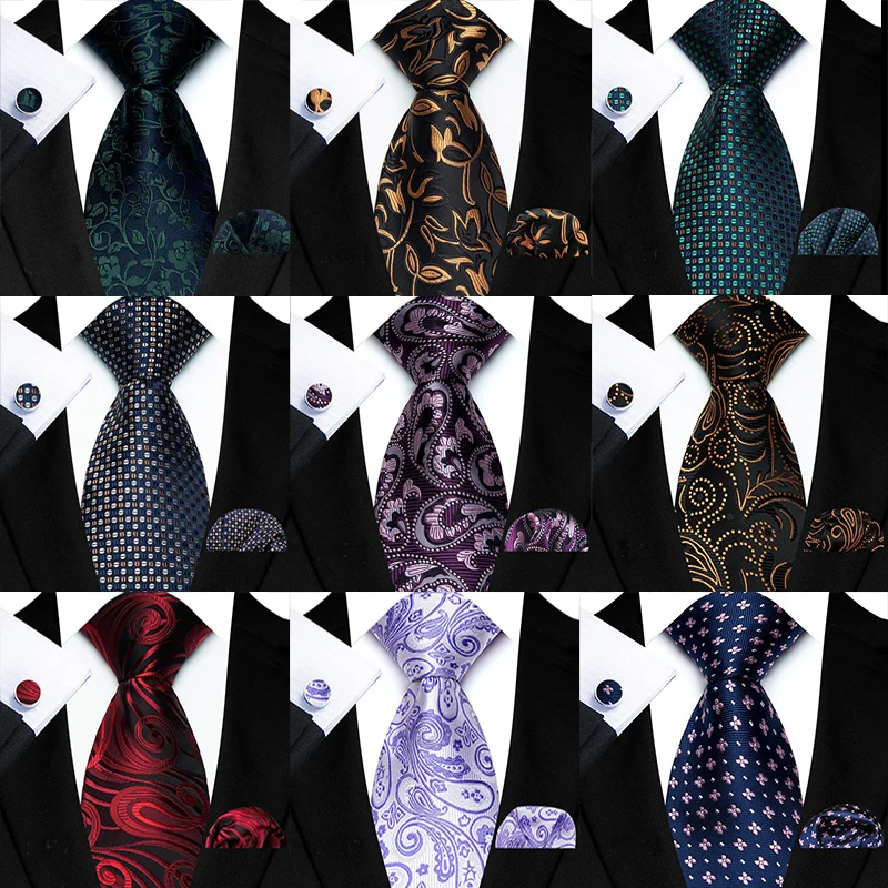 8cm Men's Tie Pocket Square Cufflinks Paisley Geometric Business Wedding Office Use Birthday Gifts for Dad Husband Boyfriend
