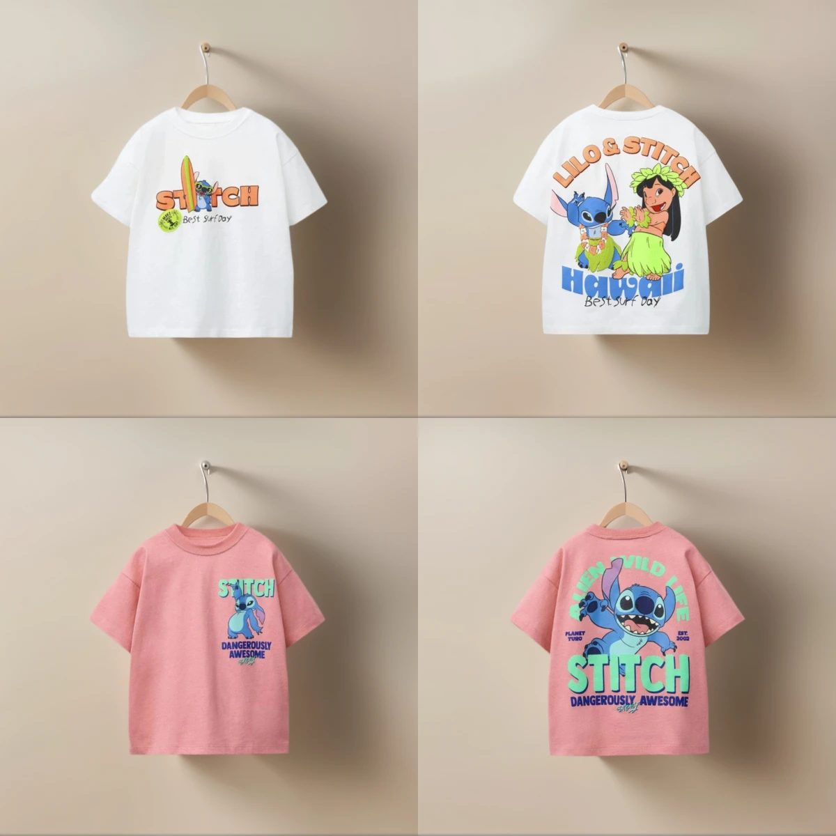 

Child Stitch Ptinting Tshirt Casual Cartoon 2025 Summer New Loose Tops Short-sleeved T-shirt For Boys And Girls Casual Costume