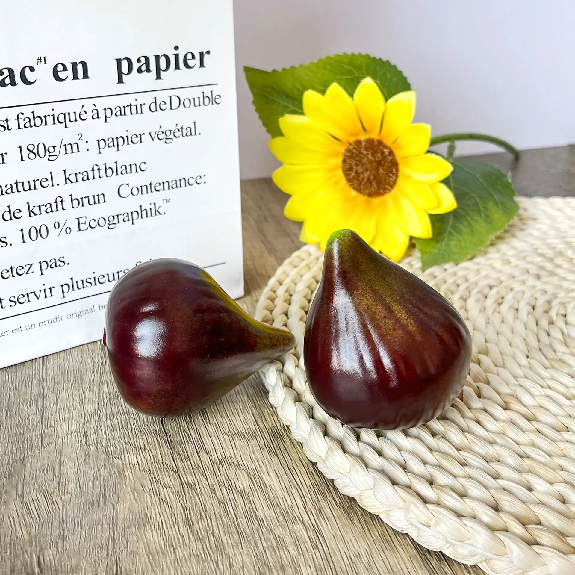 8PCS Künstliche Feigen Reines Kunsthandwerk Obst und Gemüse Fenster Display Pose Prop Modell – Detail 6