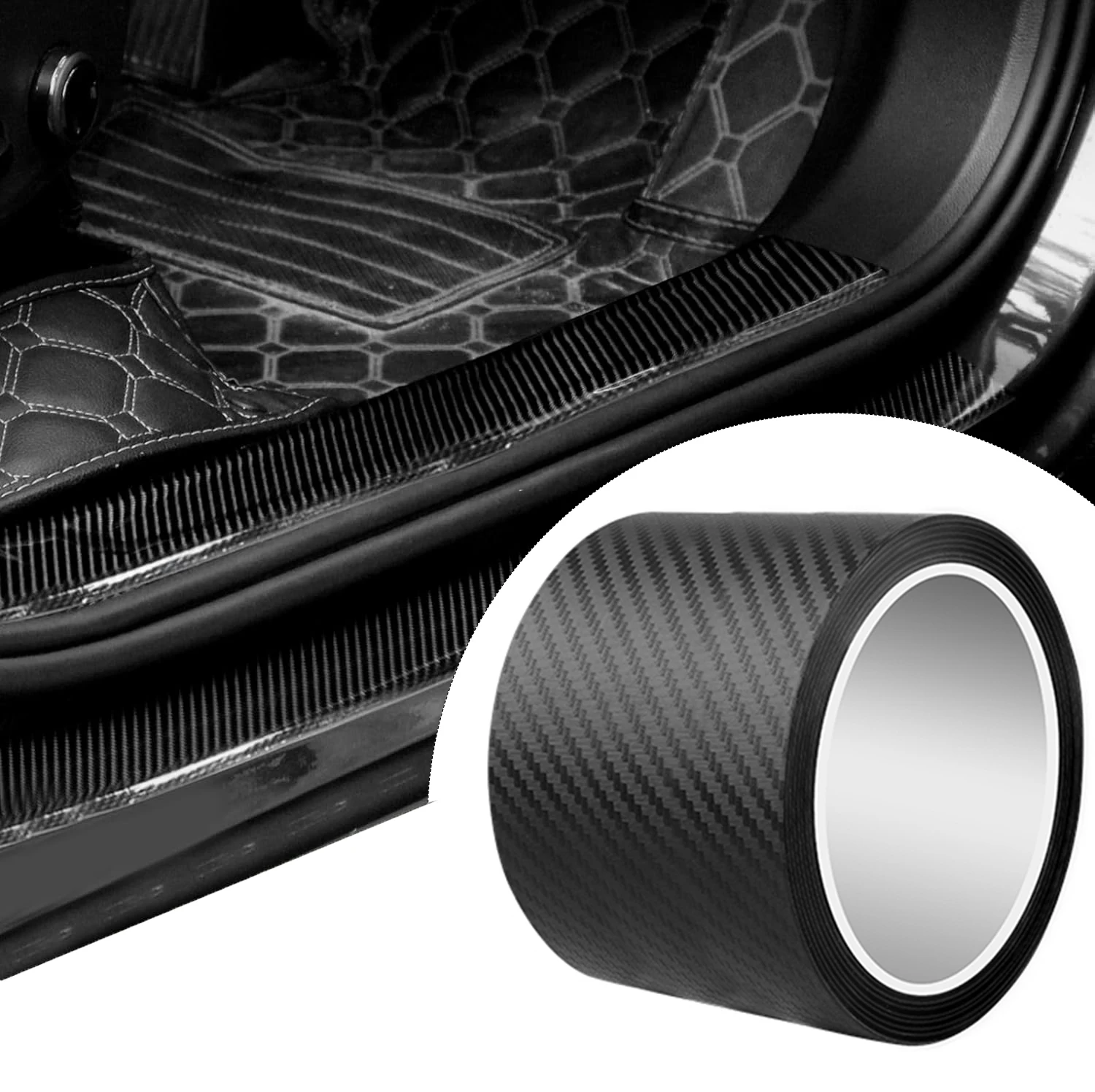 1PC Car Door Edge Guards Door Sill Protector Black Waterproof 3D Carbon Fiber Anti Collision Film Scratch Cover Strip Stickers