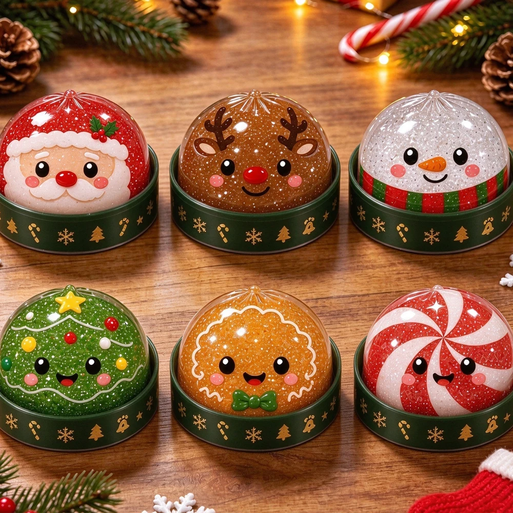 Hot Christmas Dumplings Steamed Stuffed Bun Toy Glitter Mud Fun Decompression Toy Funny Stress Anxiety Relief Squeeze Party Toy