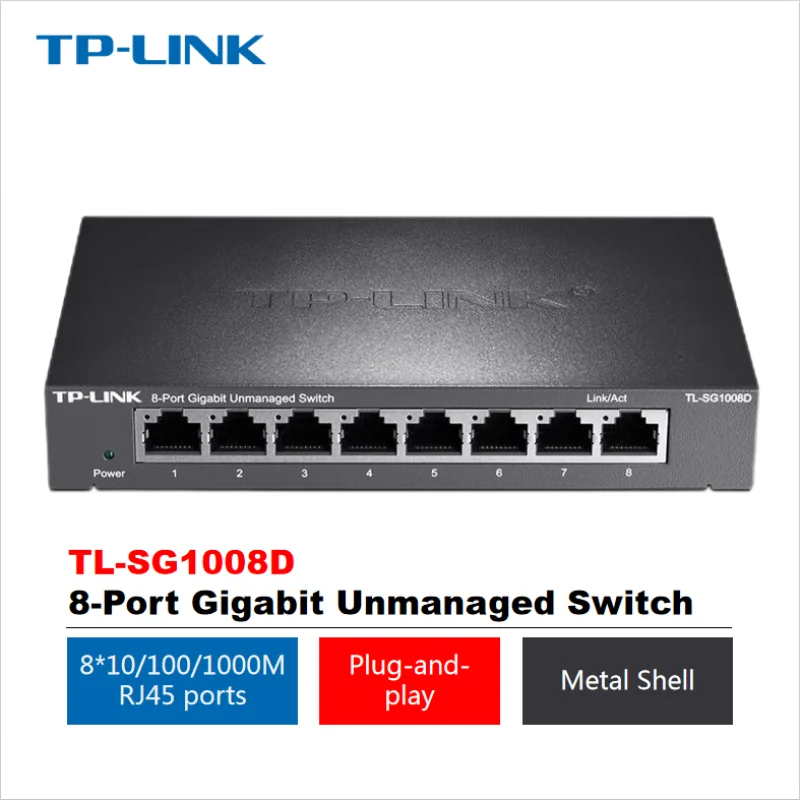 

TP-Link Φ сетевой коммутатор, 8-портовый гигабитный разветвитель, 1GE концентратор 1000 Мбит/с, переключатель 1 Гбит/с, Lan Ethernet, Plug and Play