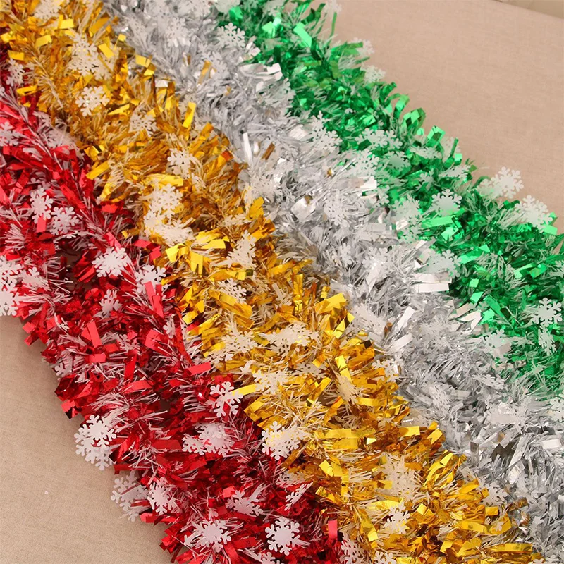 Colorful Christmas Ribbon Garland Shiny Xmas Tree Tinsel Ribbons Decorations Hanging Ornaments Wedding New Year Party Decoration