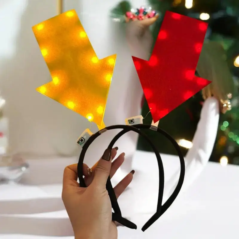 Unique Arrow Light Headband Funny Question Mark Hair Band Christmas Favors Girl Headgear Holiday Hair Hoop Costume Headpiece