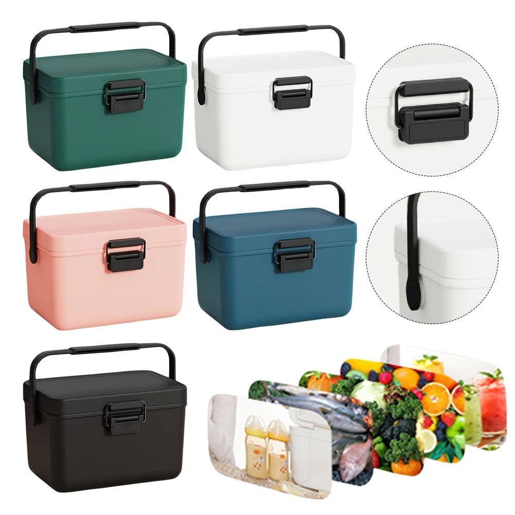 3.8L Insulated Portable Cooler with Heavy Duty Handle Hard Cooler Ice Chest Box for Camping Picnic Beach