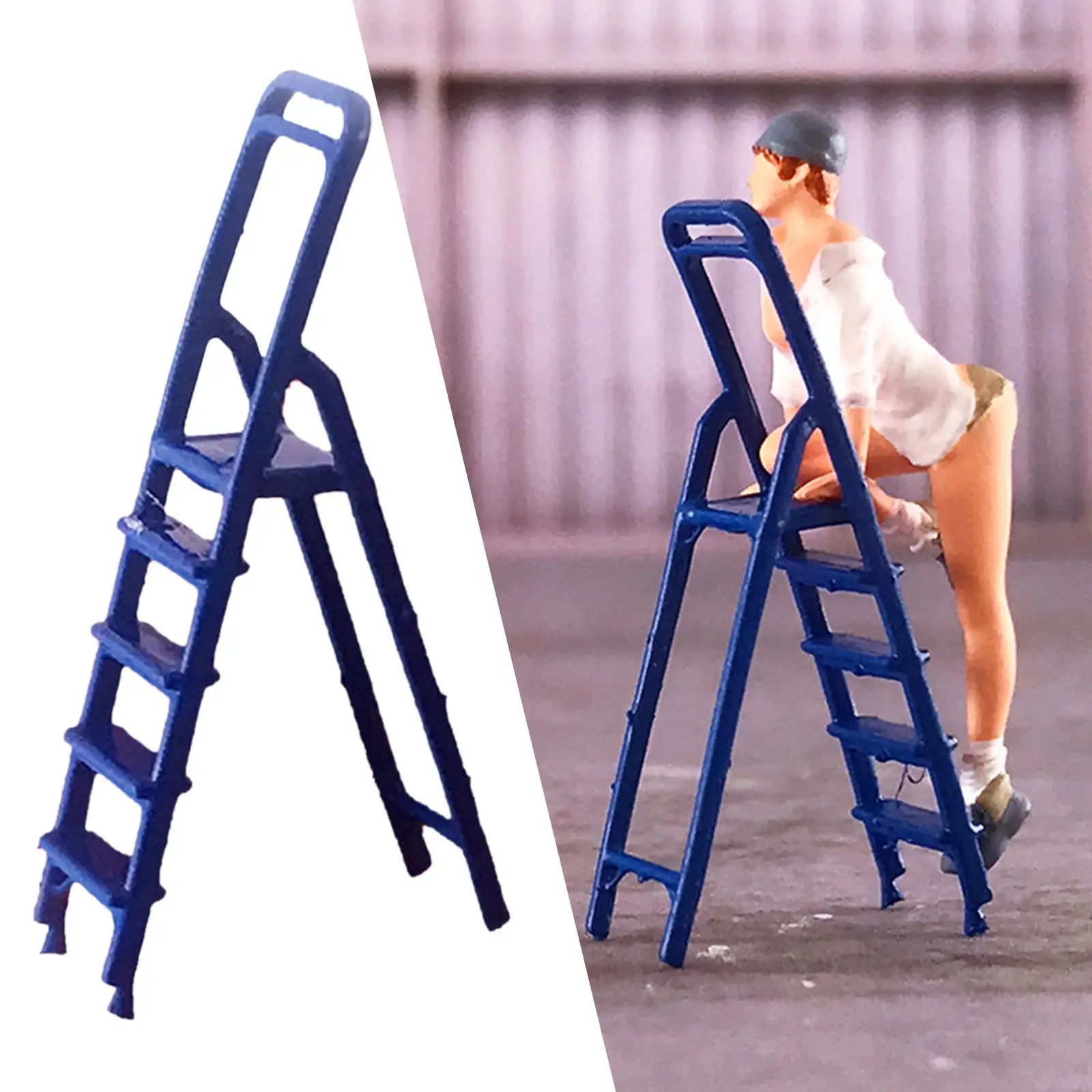 Hand Painted 1:64 Figure Ladder Miniatures Desktop Ornament Resin   Scene Collectible DIY Projects Layout Ladder Toy, S