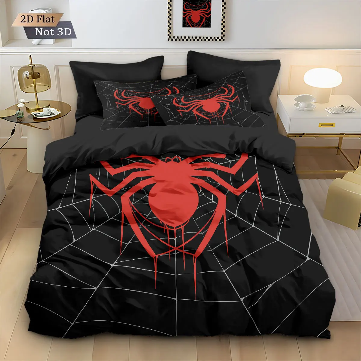 Spider Digital Duvet Cover Set with Pillowcases Novelty Queen King Size Comforter Full for Bedroom Decor & Home Textile Gift