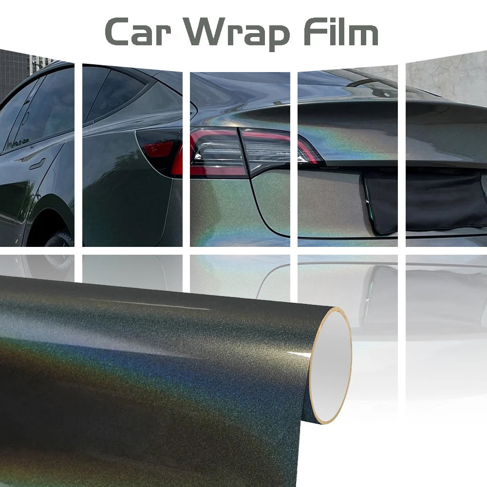 

Iridescence Laser Grey Car Wrap Film Scratch Proof Car Vinyl Sticker for DIY Motorcycle & SUV Wrapping Auto Tuning Accessories
