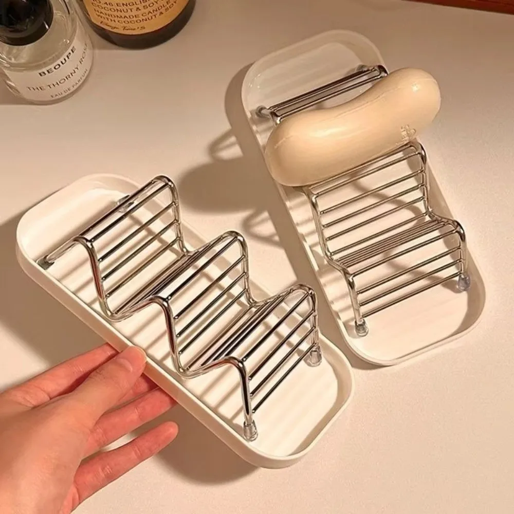 New Self Draining Stainless Steel Soap Rack Multifunctional Multi-scene Bathroom Storage Rack with Tray Soap Dish Bathroom Use