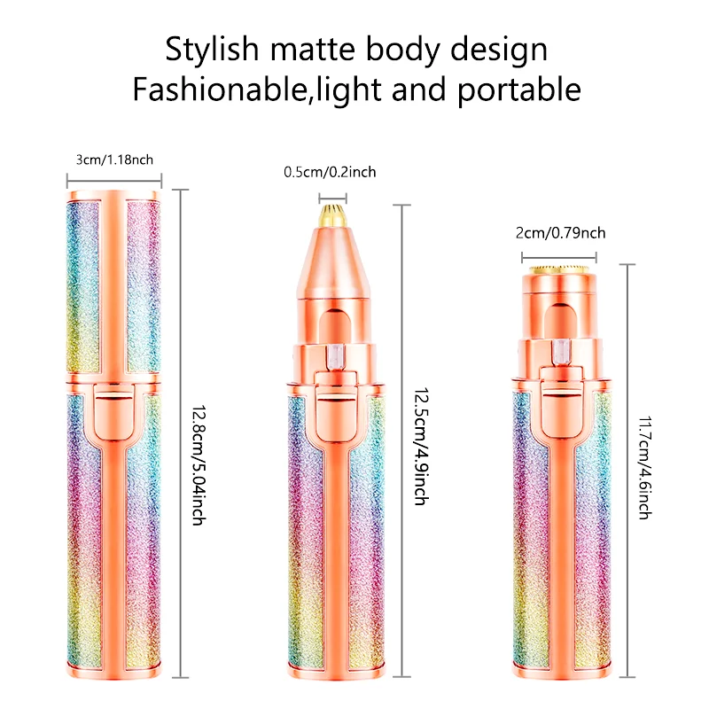 Электрический эпилятор 2 в 1, триммер для бровей, портативная Женская бритва для безболезненного удаления волос в форме губной помады для тела и лица