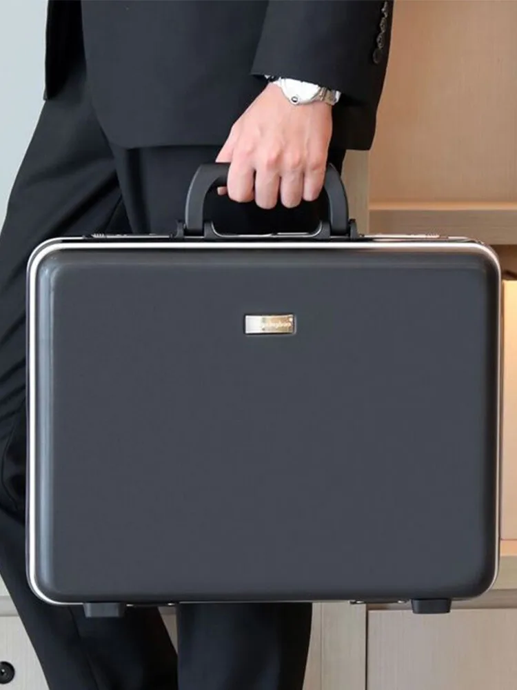 18-inch Aluminum Frame Anti-Theft Business Briefcase - TSA Lock Secure Laptop Case for Travel, Durable Carry-On Storage Handbag