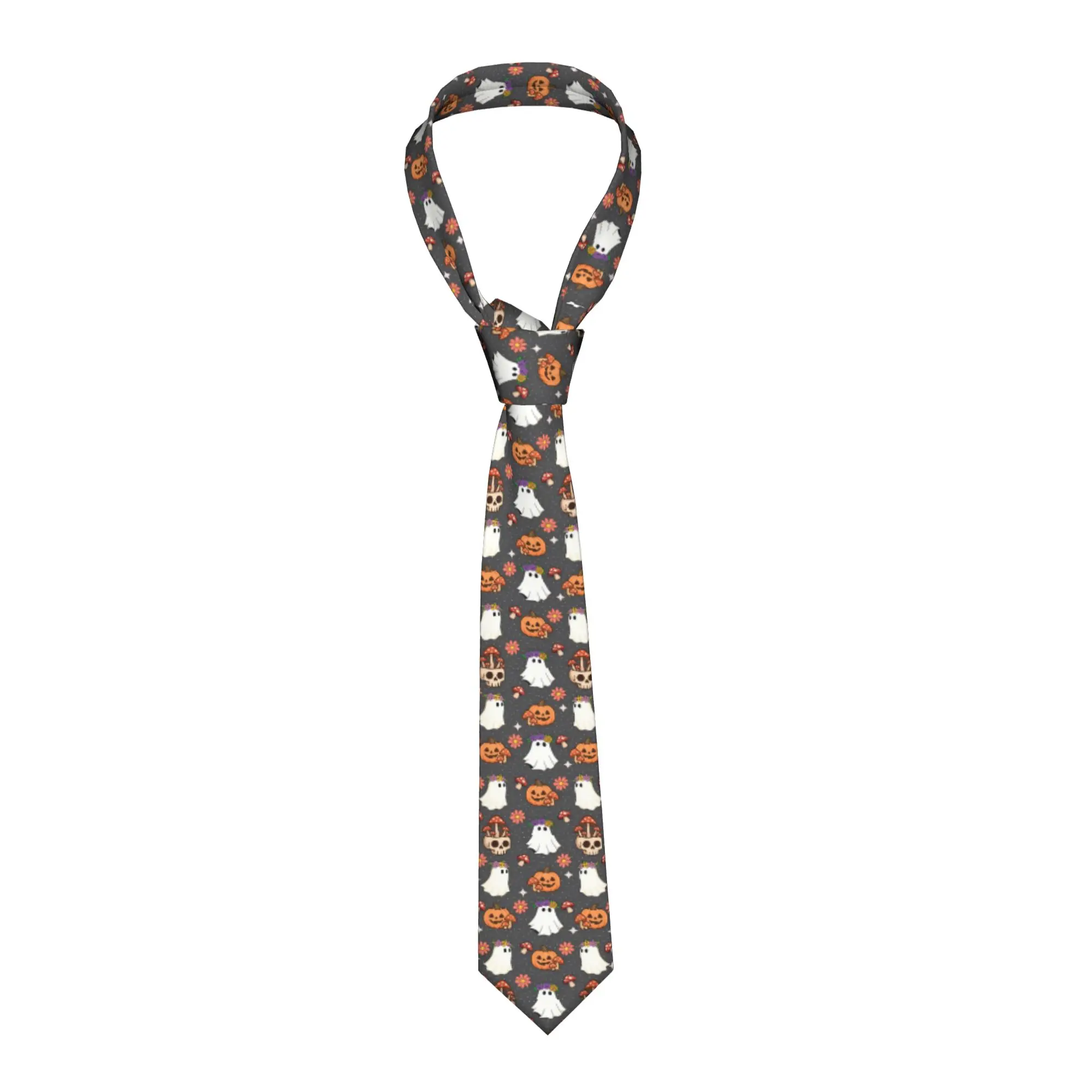 Ghosts Mushroom Skull Neckties Unisex Polyester 8 cm Halloween Pumpkin Neck Ties for Mens Silk Classic Accessories Cravat Gift