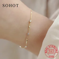 Real 925 Sterling Silver Zircon Mobius Charm Bracelets for Women Romantic Fine Jewelry Minimalist Light Luxury Accessories