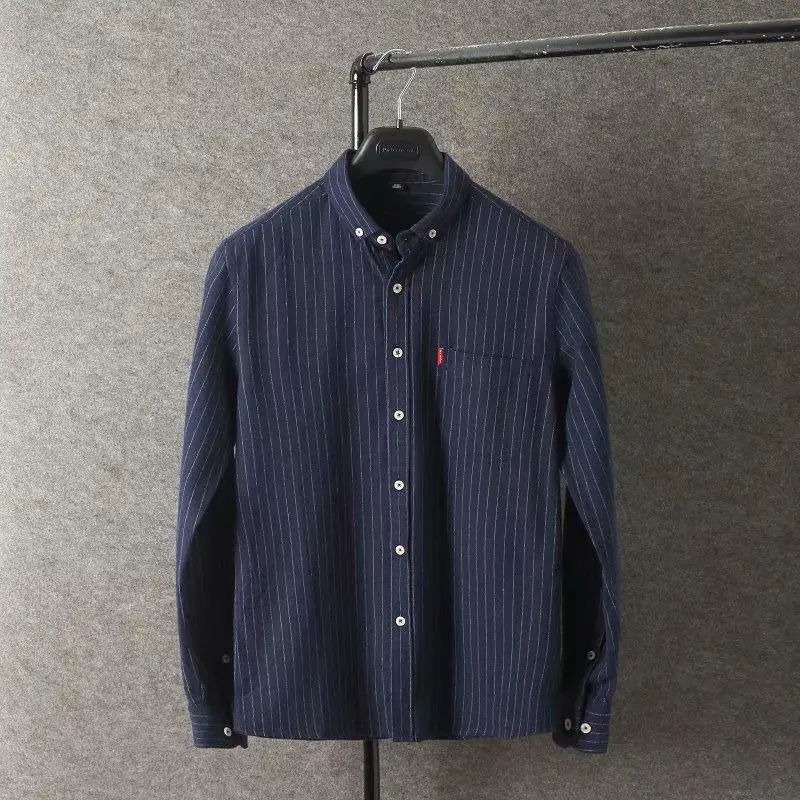 Men's Long Sleeve Work Shirt Summer Construction Site Outdoor Striped Large Size Work Shirt Jacket Fashion Urban Style Casual...