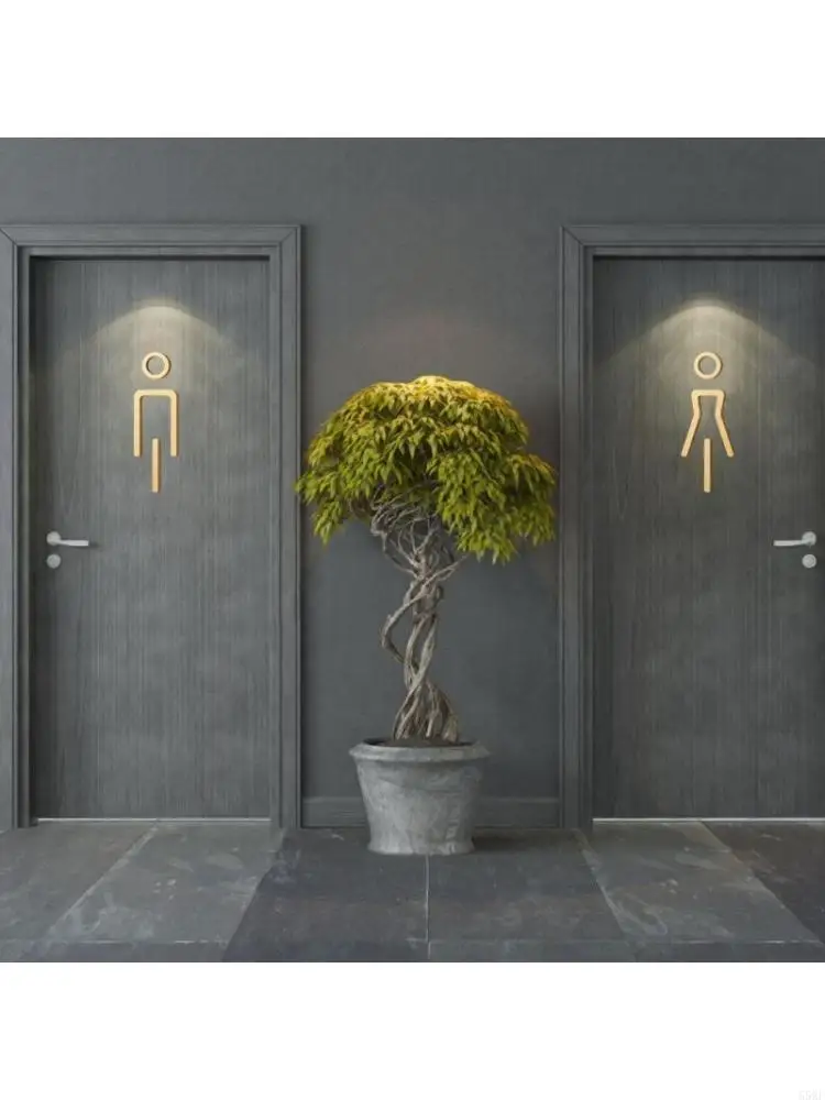 Bathroom Restroom Sign Pair with Acrylic Male Female Door Symbols Adhesive 55KF