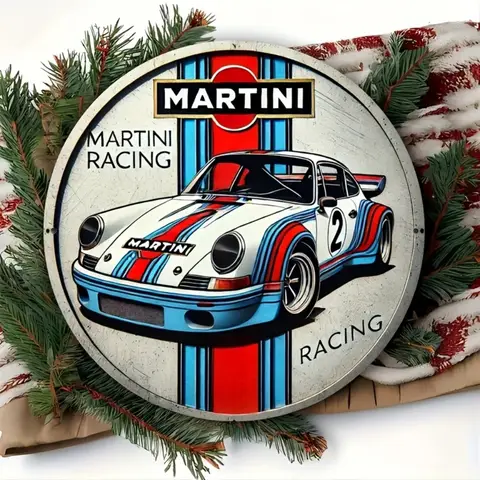 Metallskylt med Martini Racing-tema för rumsdekoration - Slitstark foliegraverad väggkonst - För sovrums- och heminredningsälskare 10 best sales dekorativ plakett - №9