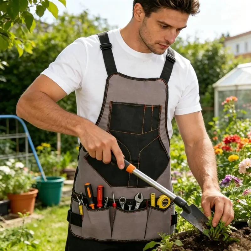 

Reinforced Fabric Work Apron Having Multiple Storage Pockets And Adjustable Wide belts M4YD