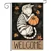 Halloween Cat Garden Flag, Fall Skeleton White Cat Vertical Double Sided Halloween Pumpkin Welcome Maple Leaf Autumn Holiday llz