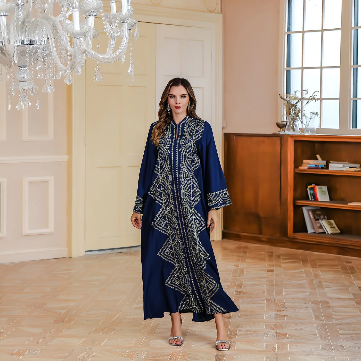 Morocco Dress Women Muslim Dress Fashion Dubai Abayas Embroidery Sequins Kaftan Elegant Party Dresses Musulmane Femme Vestidos