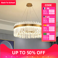 Modern Crystal Ceiling Pendant Lamp for Living Dining Table Room Kitchen Gold Hanging Chandeliers Home Decoration Indoor Light