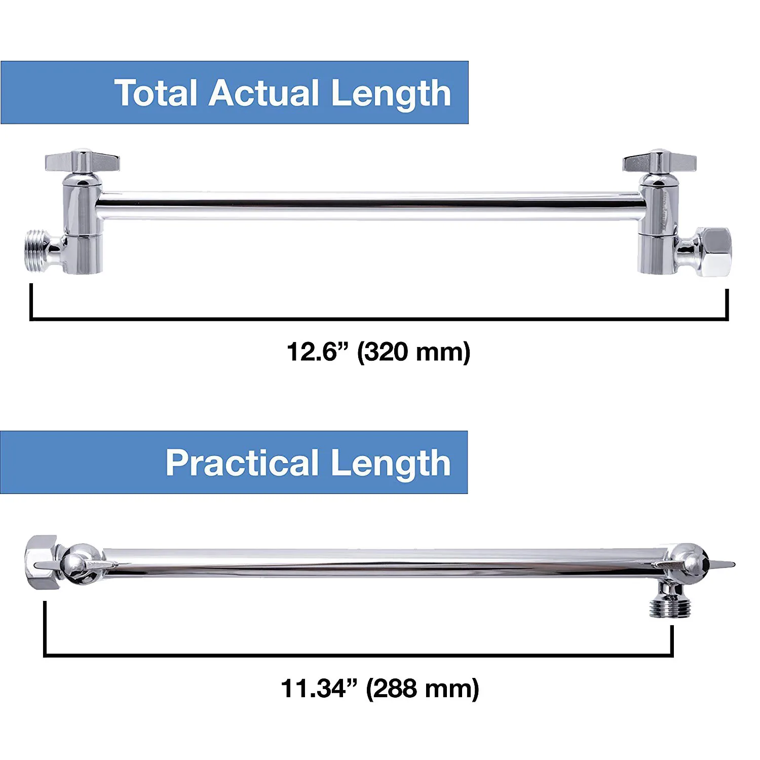 Verstellbare Dusch arm verlängerung von, Messing-Duschkopf-Verlängerung sarm mit hochglanz poliertem Chrom-Finish 11 Zoll