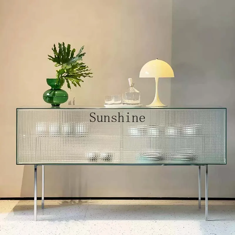 

Italian minimalist glass side cabinet integrated storage cabinet against the wall