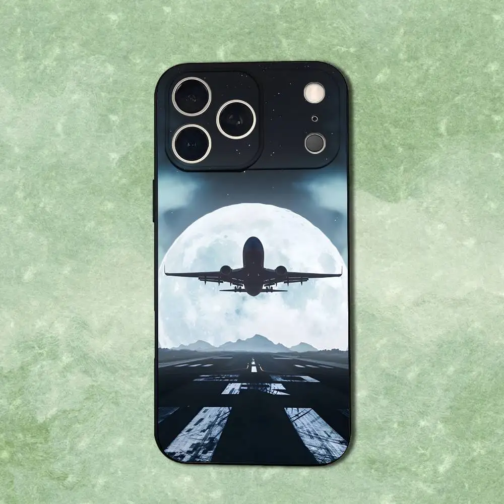 항공 예술 비행기 폰 케이스 아이폰 14,13,17,12,11,16,15,플러스,프로 맥스,XS,X,XR,SE,미니,소프트 실리콘 블랙 커버
