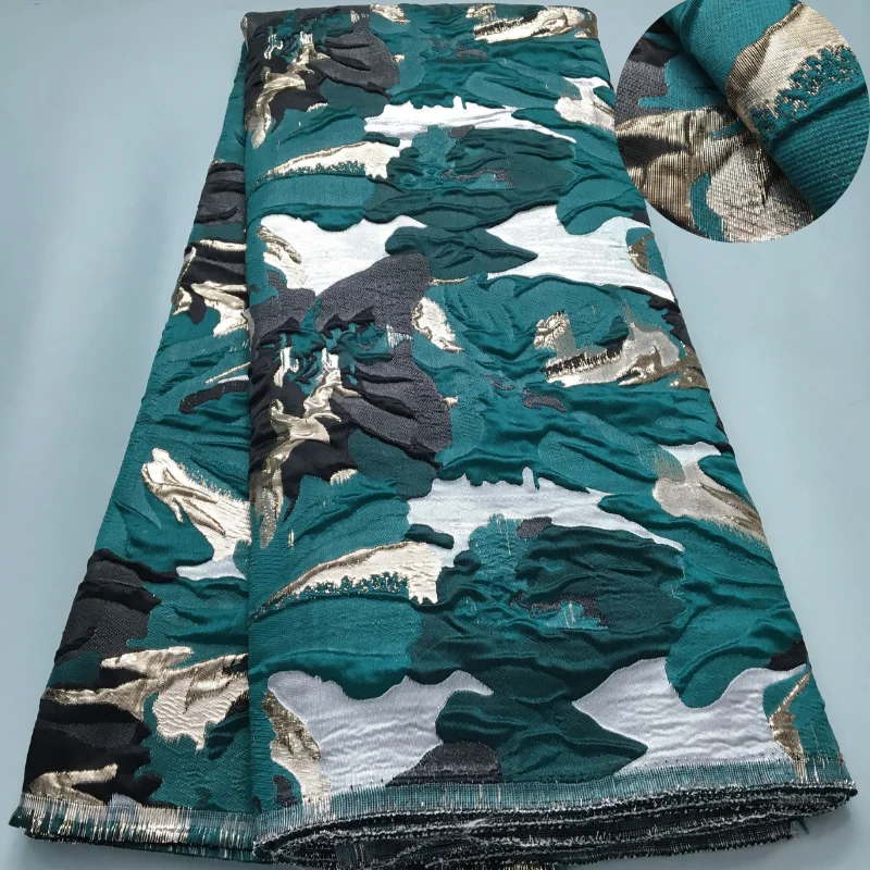 Latest Brocade Nigerian Lace Fabric 2024 High Quality 5 Yards African Jacquard Lace Fabric Damask Elegant Dress for Women A3949