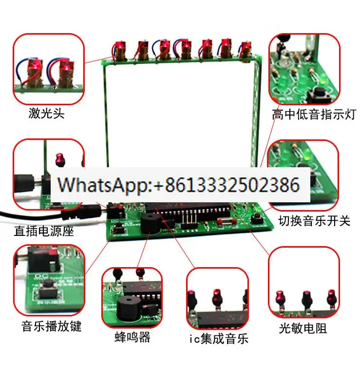 

2pcs 51 Single chip laser electronic organ kit Electronic music Harp diy pieces Manual circuit board experiment
