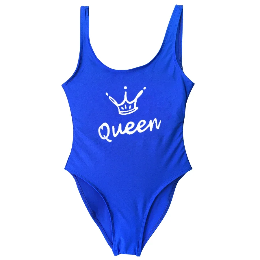 

One-piece Swimsuit for Women Queen Crown Letter Sexy Thong Swim Suit One Piece Swimsuit Female Swimwear Jumpsuit Badpak