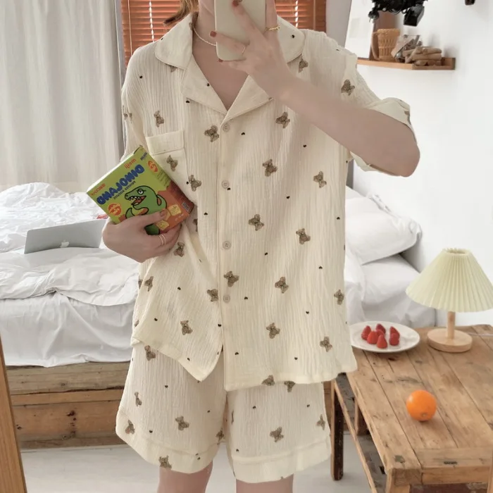 

Cute Pajamas Sets for Girls Ummer Casual Sweet Short-Sleeved Shirt Shorts Home Wear Set Comfortable Loungewear Set Sleepwear