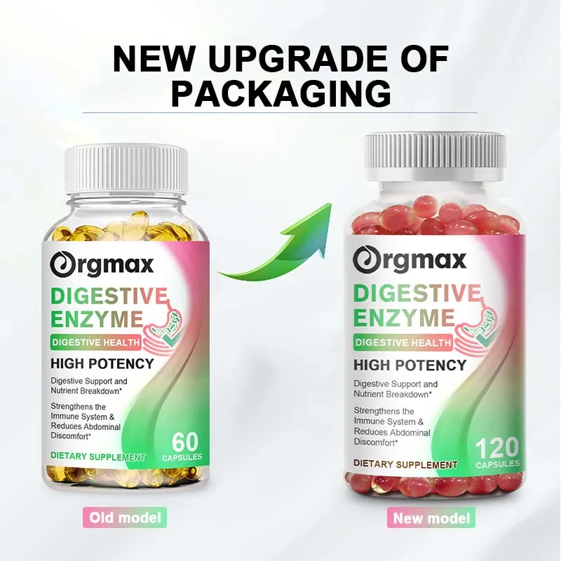 Orgmax 860mg Digestive Enzymes Capsules Probiotics with Amylase, Bromelain, Protease, Lipase, & 14 Other Enzymes