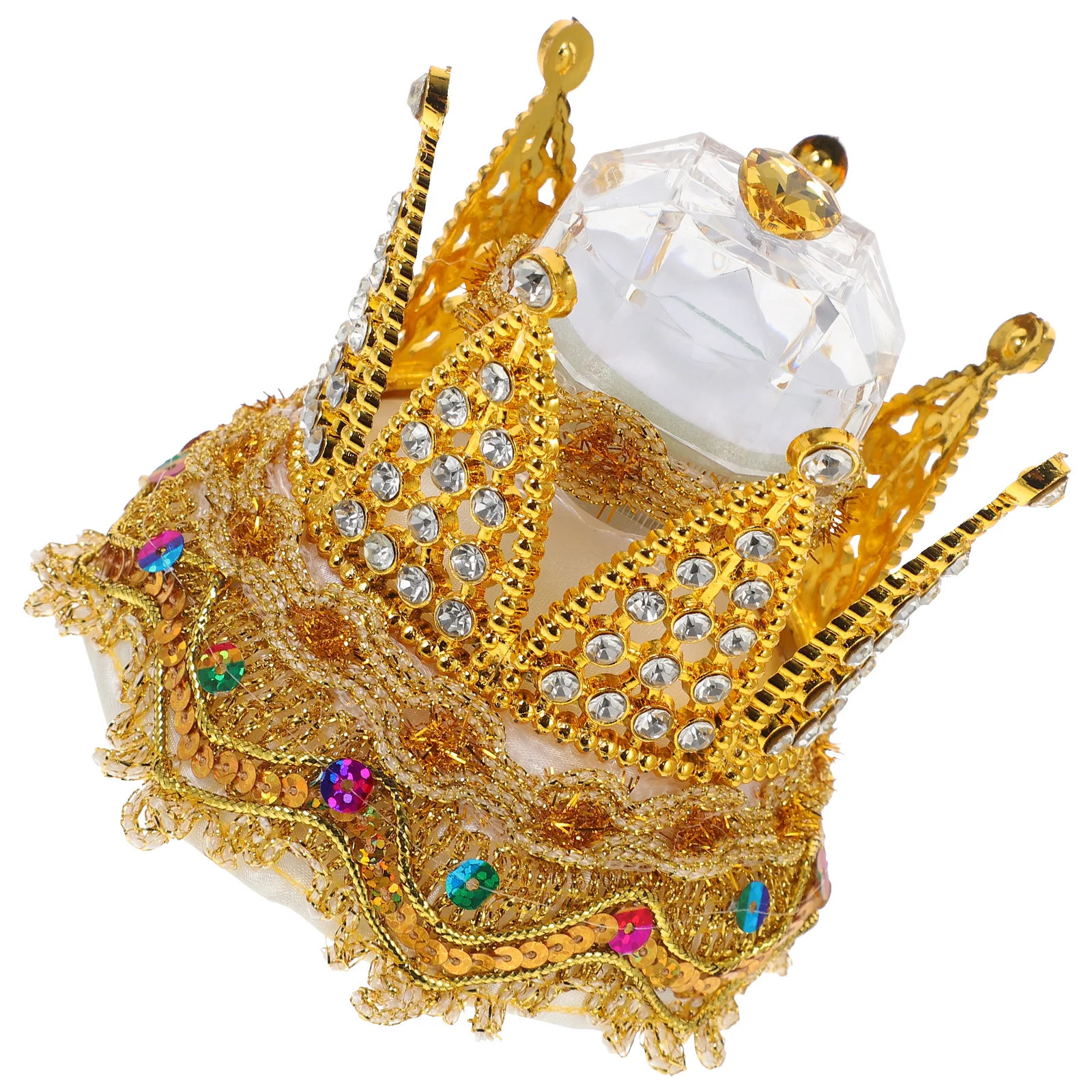 

Ring Pillow Crown Shaped Box for Wedding Bridal Shower Gold Silver Rhinestone Engagement Proposal Storage Display