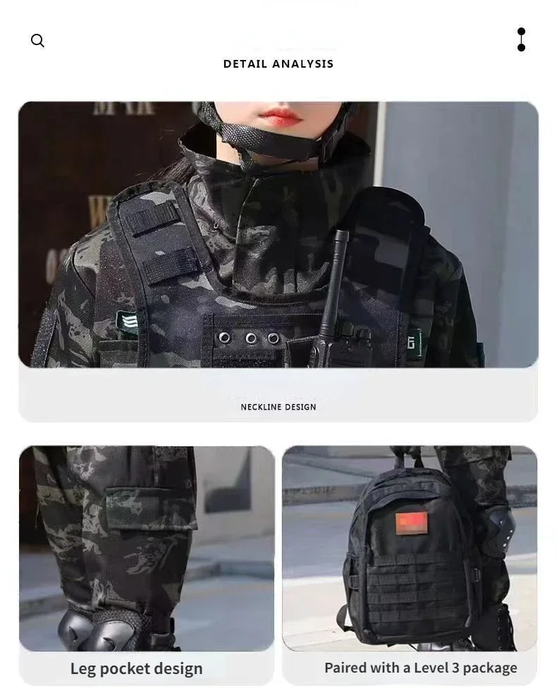 Tactical Military Uniform for Children's Day Camouflag Disguise Adult Halloween Costume for Kid Girl Scout Boy Soldier Army Suit view 6
