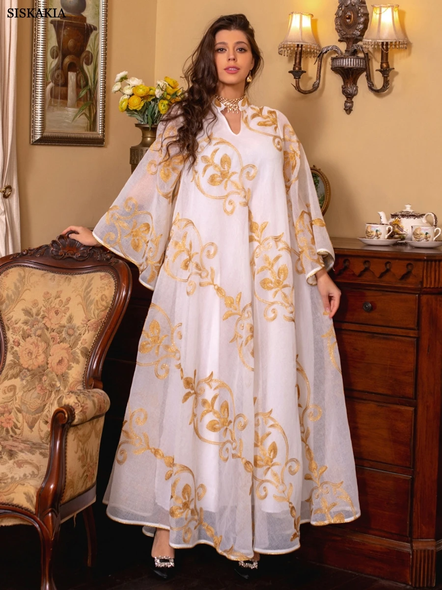 Ramadan Robe Dresses For Women 2023 elegante manica lunga ricamo Evening Party Dubai Abaya abito Casual musulmano