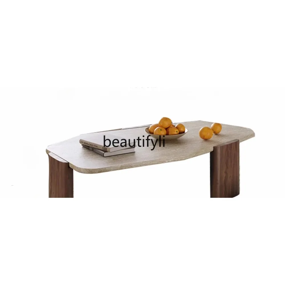 

FG11Natural Marble Cave Stone Tea Table Tea Table Living Room Home Small Apartment Minimalist Solid Wood Bed & Breakfast Tea Tab