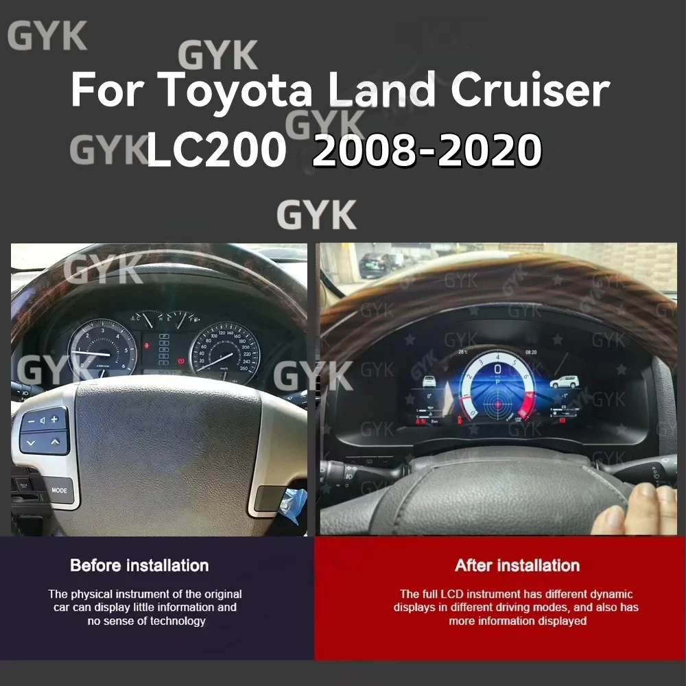 Digital Odometer Cluster For Toyota Land Crusier 200 LC200 2008-2020 Dashboard Virtual Cockpit Instrument Panel Speedometer Scre