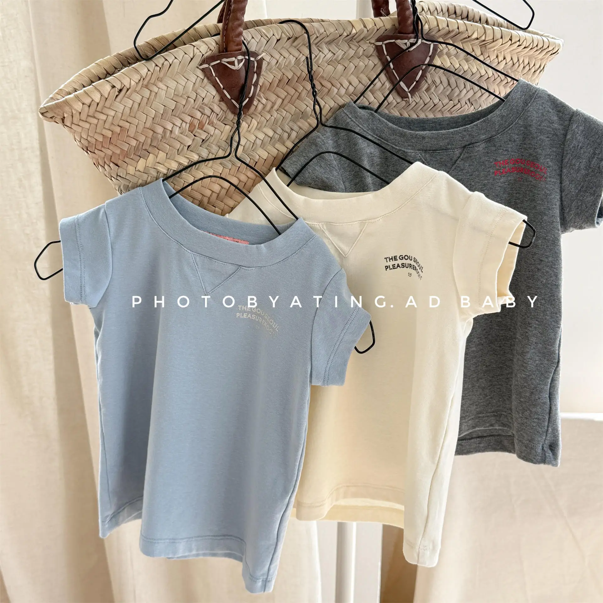 

2026 Summer New Children Short Sleeve T Shirts Boys Girls Letter Print Casual Tops Toddler Cotton Tee Kids Loose T Shirts