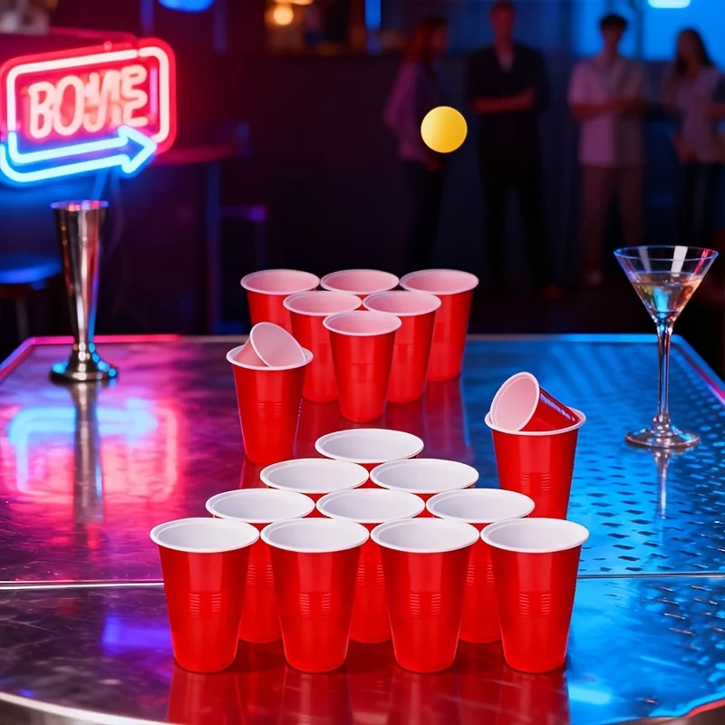 24 Vasos para Juego de Beer Pong, para Juegos de Beber al Aire Libre, Fiestas de Campamento, Suministros para Juegos de Bar Navideños, Juegos de Ocio al Aire Libre