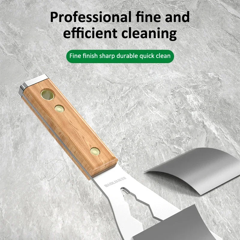 1PCS Japanese Style Dust Scraper Multifunctional Stainless Steel Putty Spatula Shovel With Wooden Handle Home Wall Decor Tools