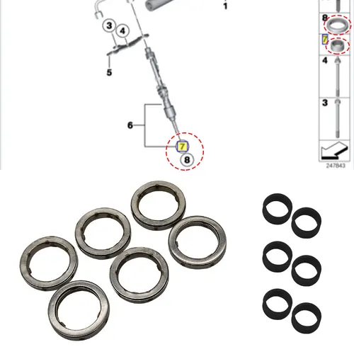 Imagen 1 del producto Anillo de sellado del inyector de combustible del motor BMW, soporte de retención del inyector de combustible, elementos de desacoplamiento a presión para BMW N55 N20 13537591006
