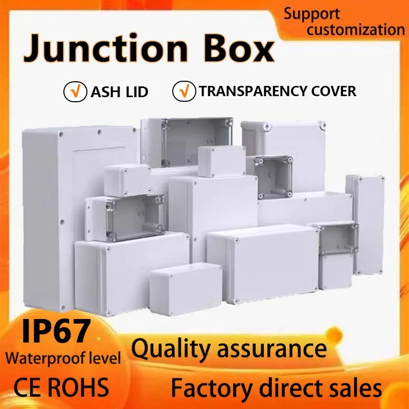 

IP67 Plastic Gray/Transparent Cover Enclosure Waterproof Enclosure Electronic Project Outdoor Box Junction ABS Plastic Instrume